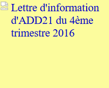 Lettre d'information d'ADD21 du 4me trimestre 2016