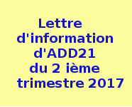 Lettre d'information d'ADD21 du 2 me trimestre 2017